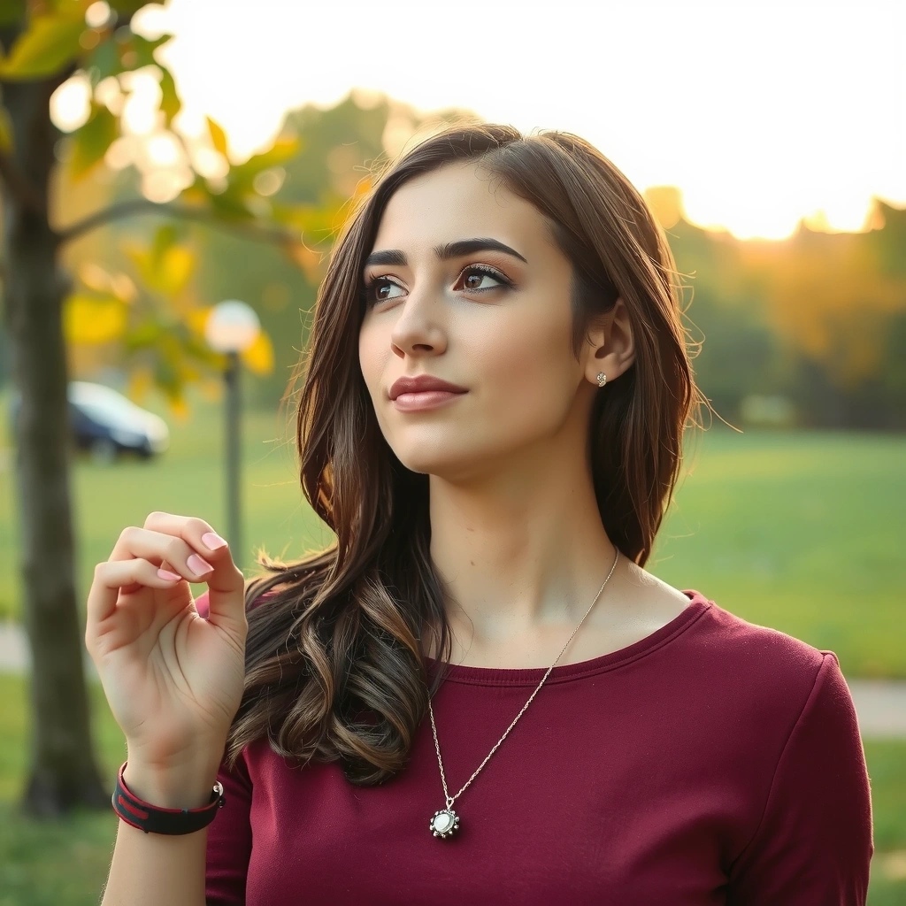 Frau genießt die frische Luft und Ruhe im Park